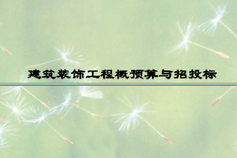 <em>課件</em>：建筑裝飾<em>工程技術</em><em>專業(yè)</em>《建筑裝飾工程預算—建筑裝飾工程概預算與招投標<em>緒論</em>》