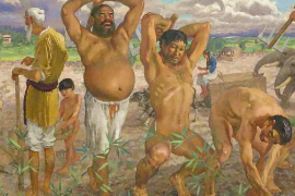 徐悲鴻作于1940年的油畫(huà)《愚公移山》