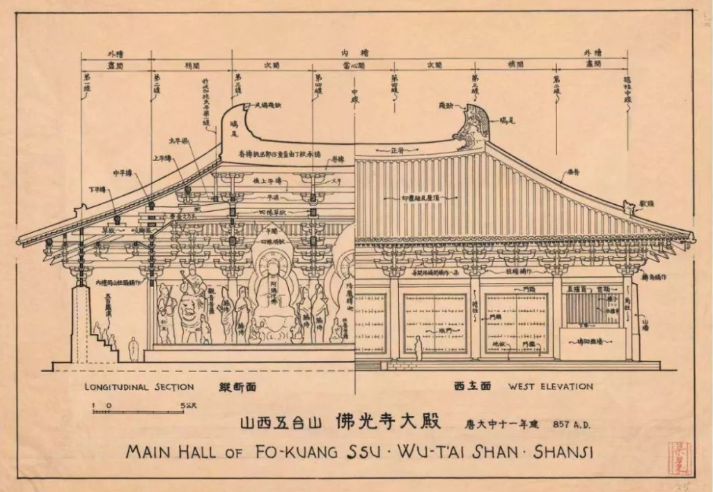 山西五臺(tái)山<em>佛光寺</em><em>大殿</em>——梁思成（繪）